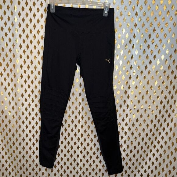 Puma leggings medium gold ribbed knees size M - Picture 2 of 5